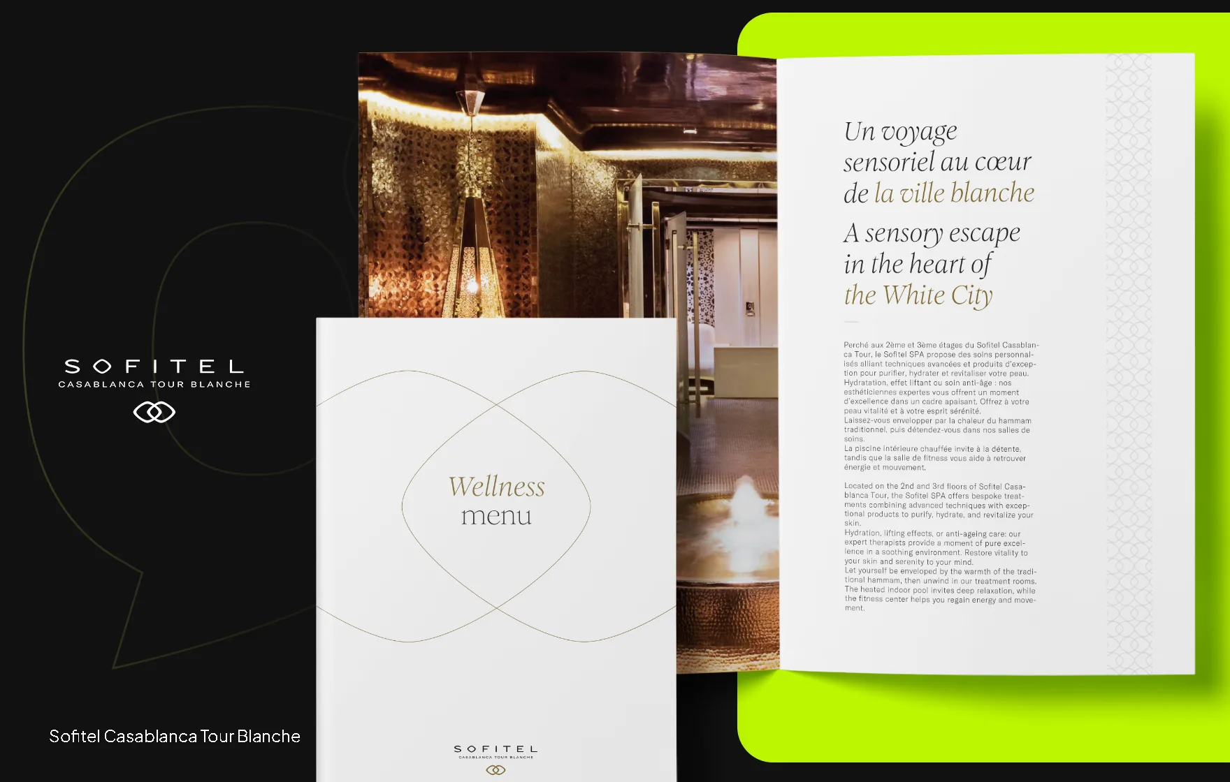 Branding Sofitel – Wellness Menu du spa Casablanca Tour Blanche conçu par Social360