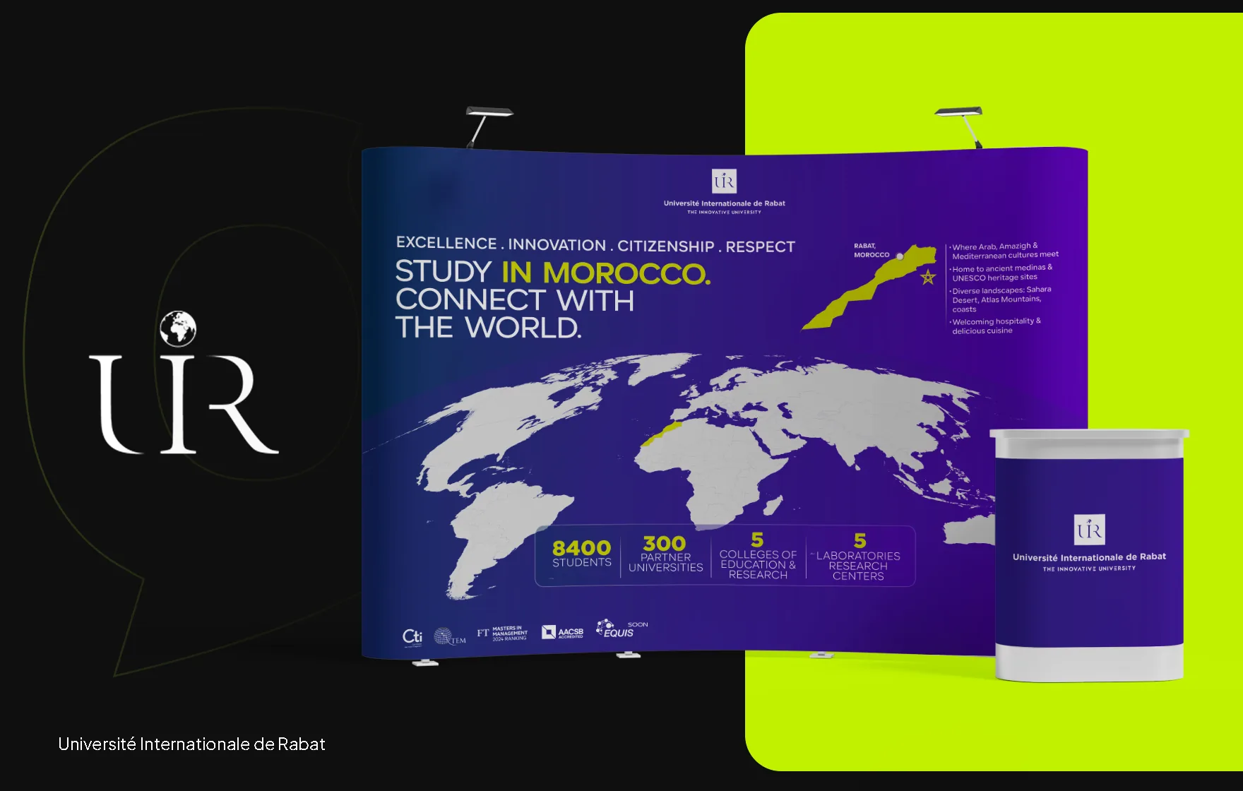 Branding UIR – Stand salon étudiant international de l'Université Internationale de Rabat par Social360