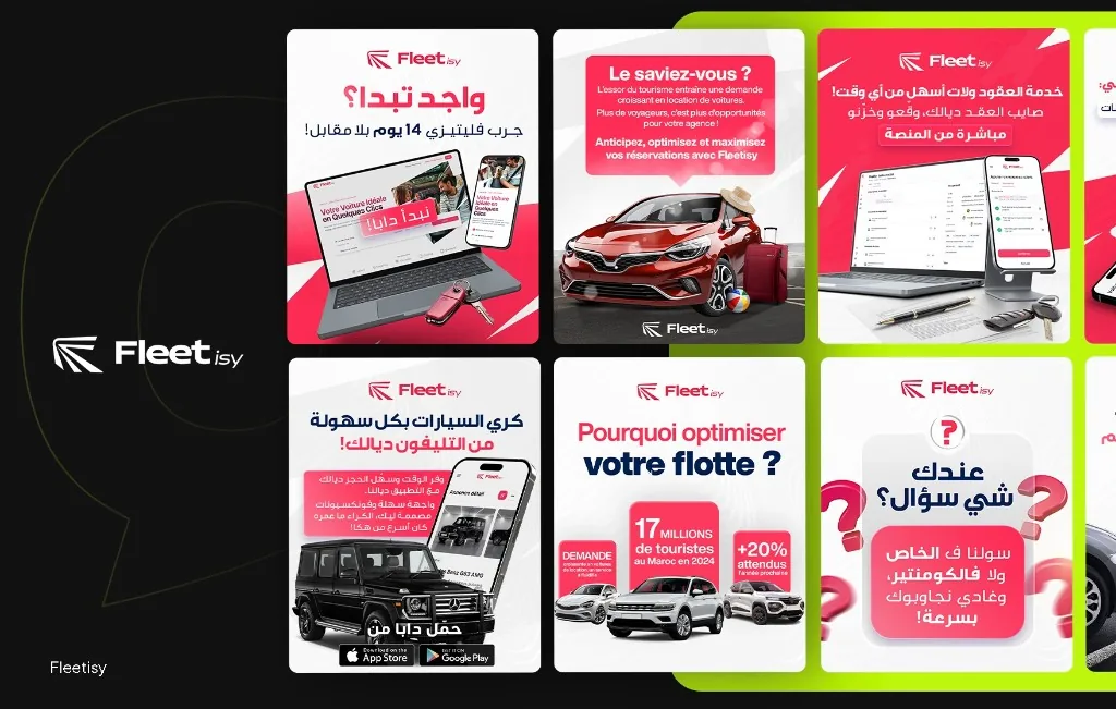 Fleetisy – gestion des réseaux sociaux et création de contenus par Social360 Rabat