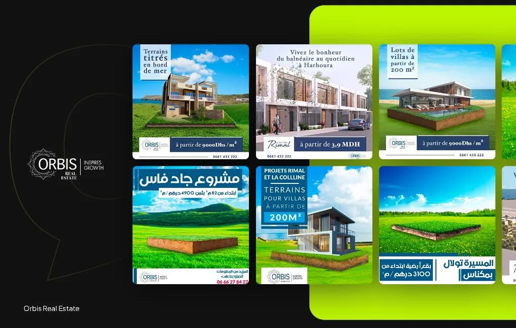 Orbis Real Estate – gestion des réseaux sociaux et campagnes immobilières par Social360 Rabat
