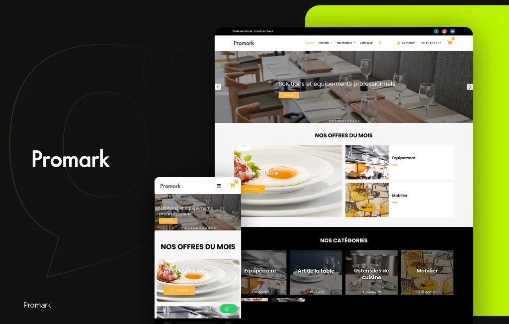 Promark – site e-commerce équipement professionnel hôtellerie et restauration par Social360 Rabat